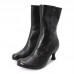 Large Size Women Casual Side  zip Colorblock Comfy Cone Heel Mid Calf Boots