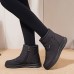 Women Warm Lined Pull On Plus Velvet Ankle Snow Boots