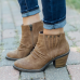 Large Size Women Casual Retro Side  zip Chunky Heel Boots