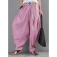 French Pink Cotton Linen Casual Harem Pants Summer