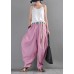 French Pink Cotton Linen Casual Harem Pants Summer